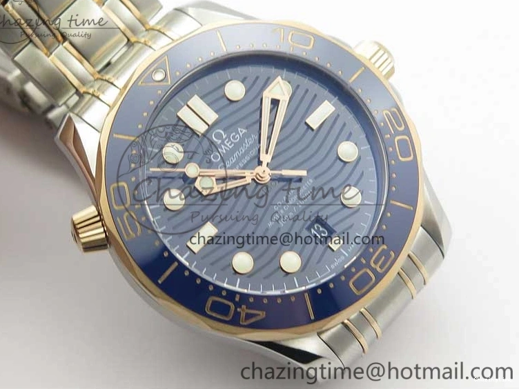 1223 2018 Seamaster Diver 300M SS RG VSF 1:1 Best Edition RG Bezel Blue Dial on SS RG Bracelet A Sleek 7925